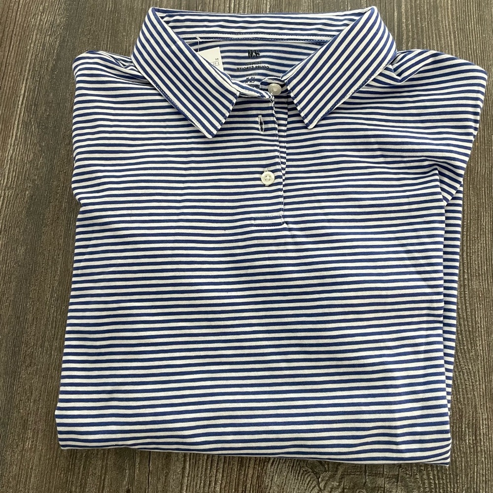 H&M Navy and White Striped Polo Shirt